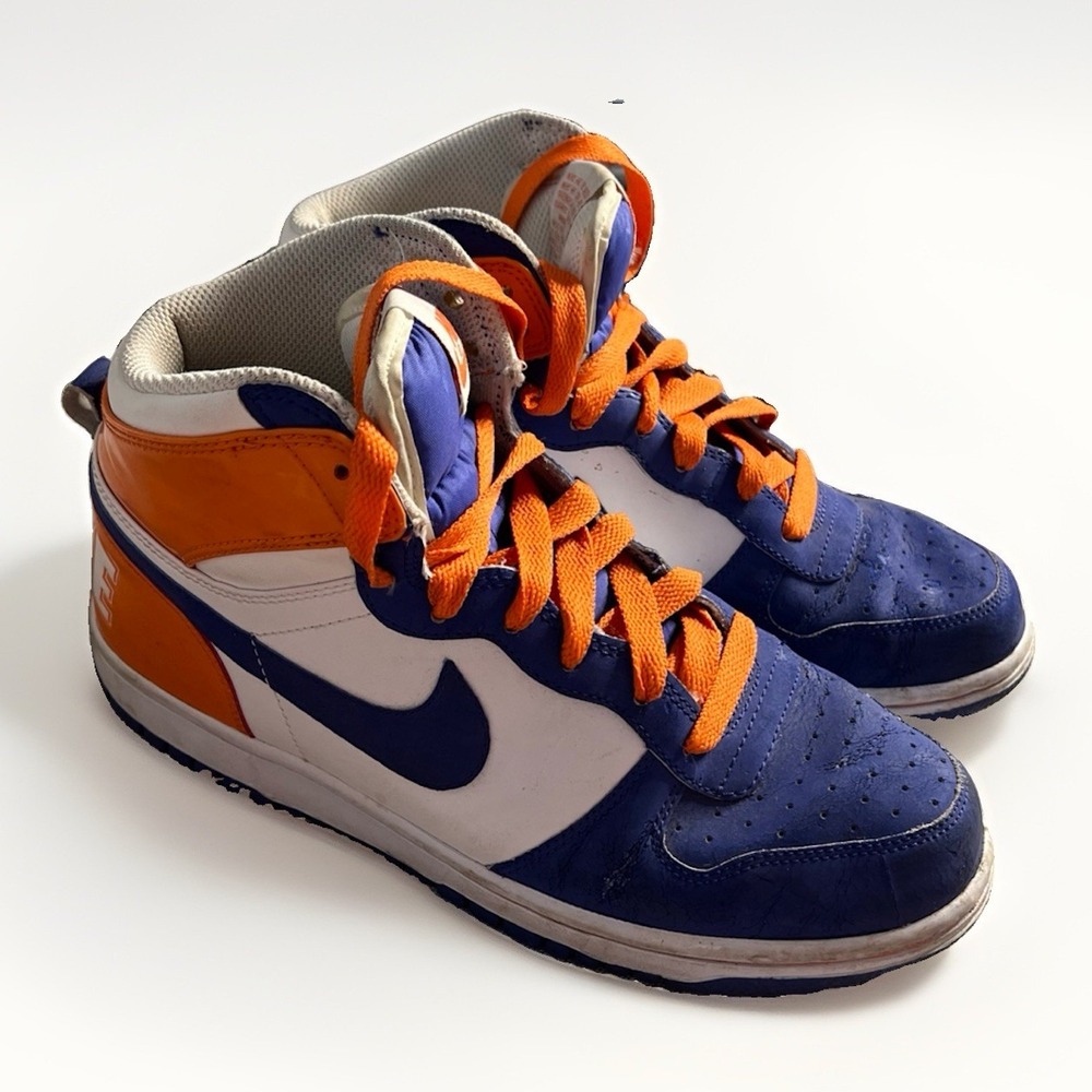 Nike Big Nike High Womens 9 358858-151 White Blue Orange 2009 Vintage